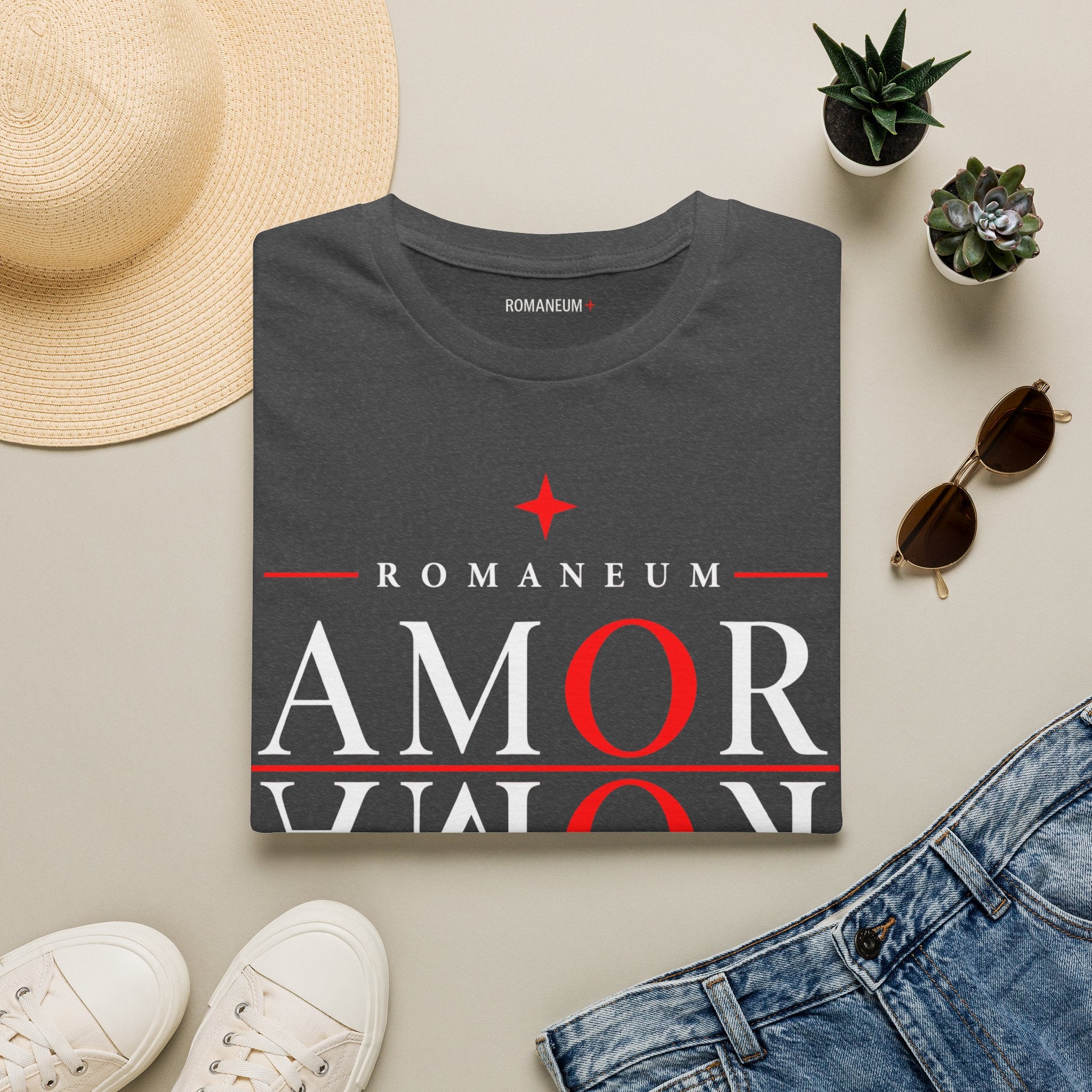 Amor/Roma 'ROMANEUM' Graphic T‑Shirt — 'AMOR' Reflection Design (God Is Love)