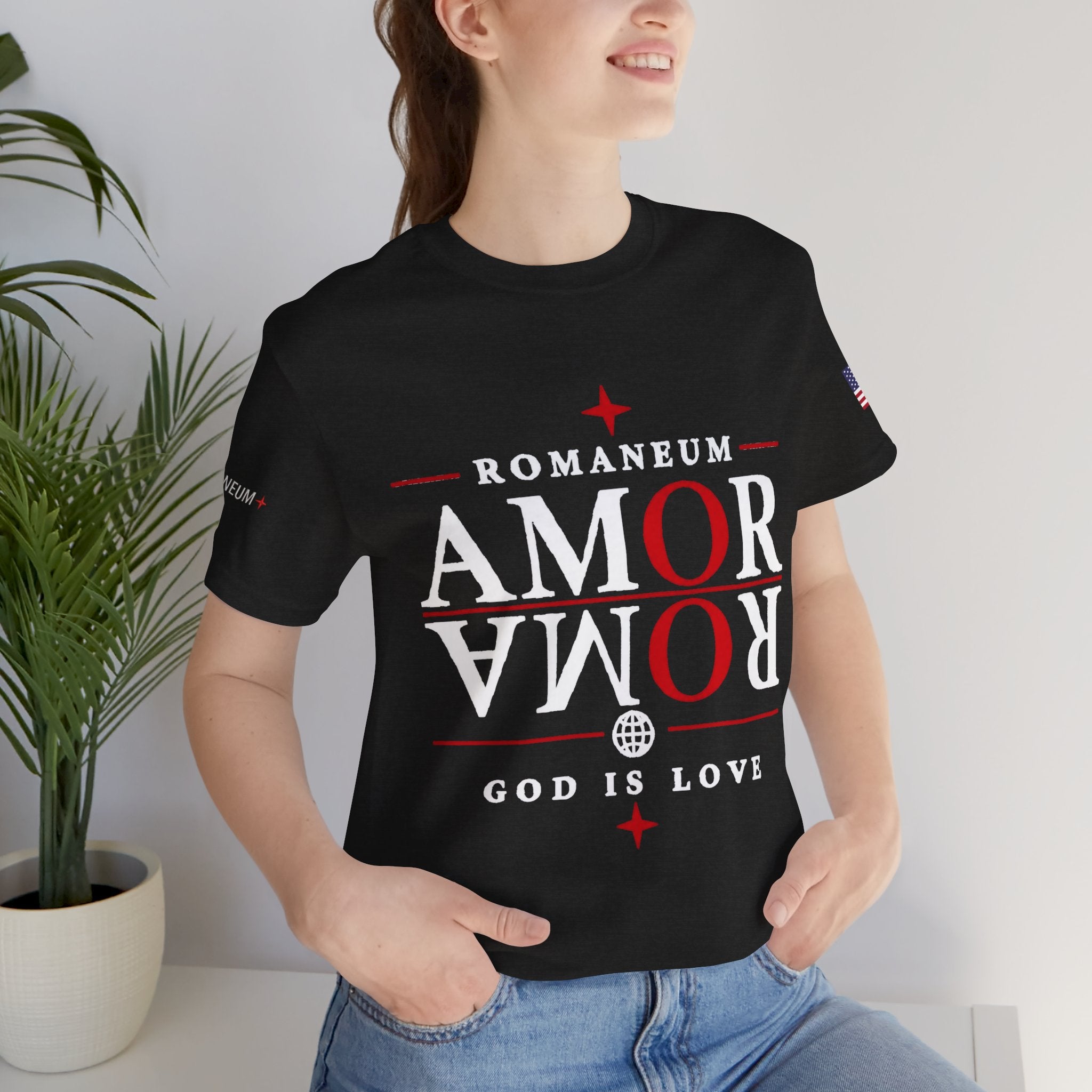 Romaneum 'AMOR/ROMA' God Is Love Graphic Tee