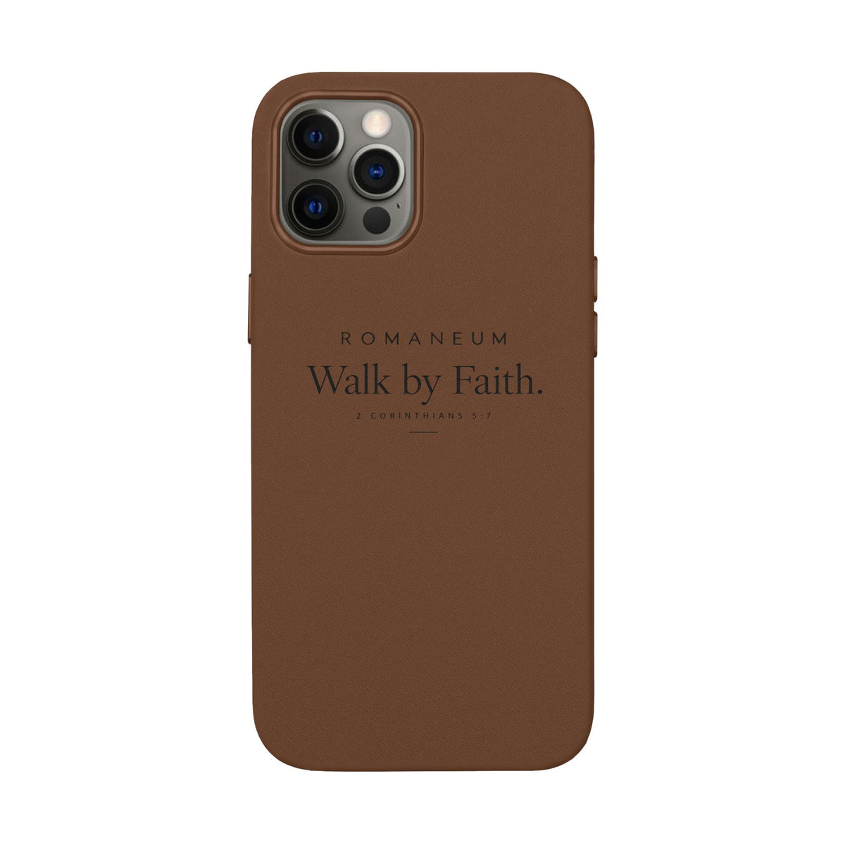 Engraved PU Leather Phone Case — ‘Walk by Faith’