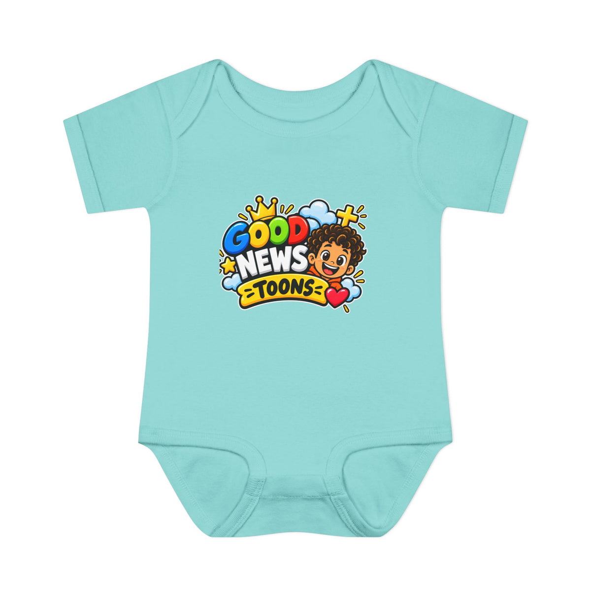 Infant Bodysuit — "Good News Toons" Colorful Cartoon Baby Onesie (Faithful Fun Truth)