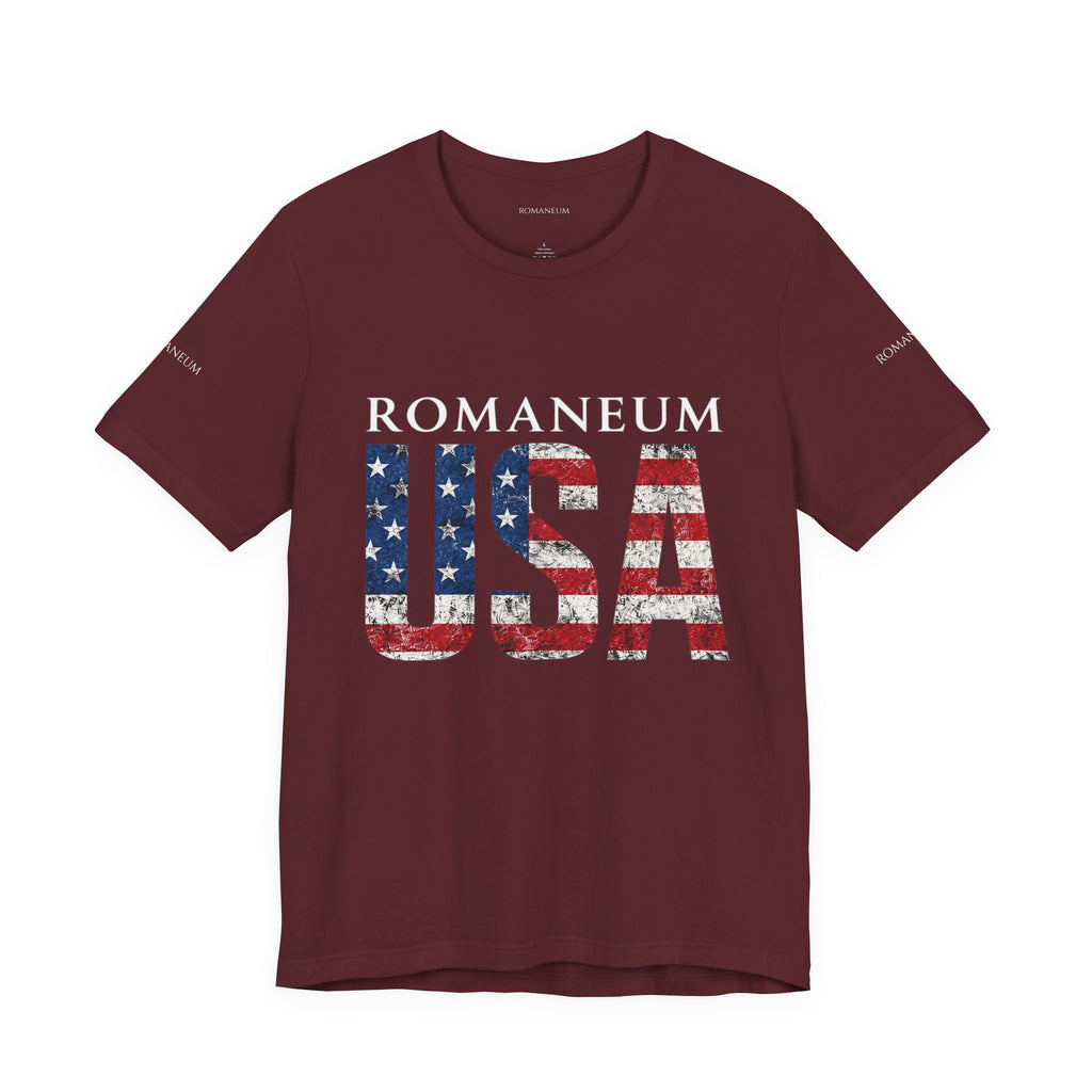 Romaneum USA Flag T‑Shirt — Patriotic American Graphic Tee
