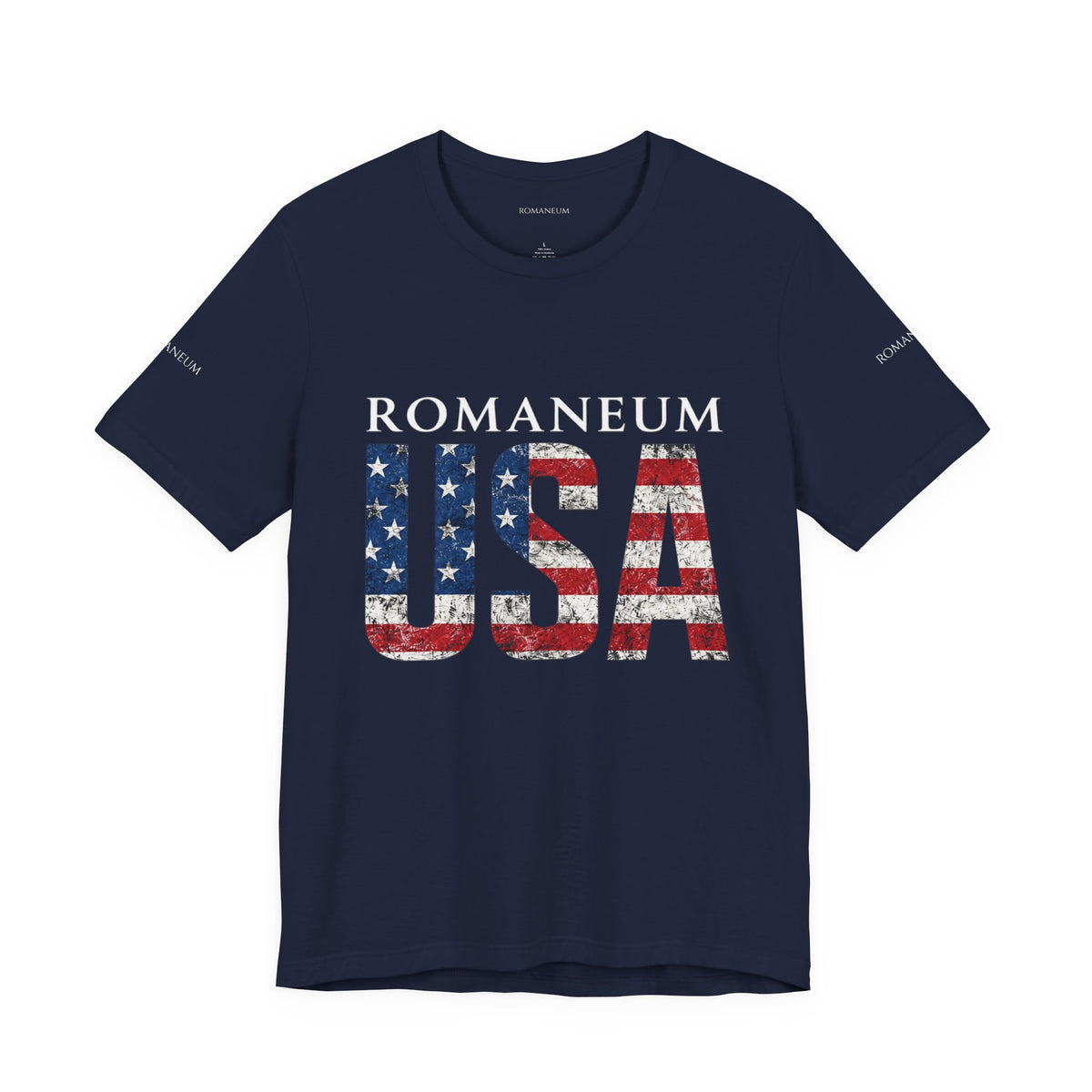 Romaneum USA Flag T‑Shirt — Patriotic American Graphic Tee