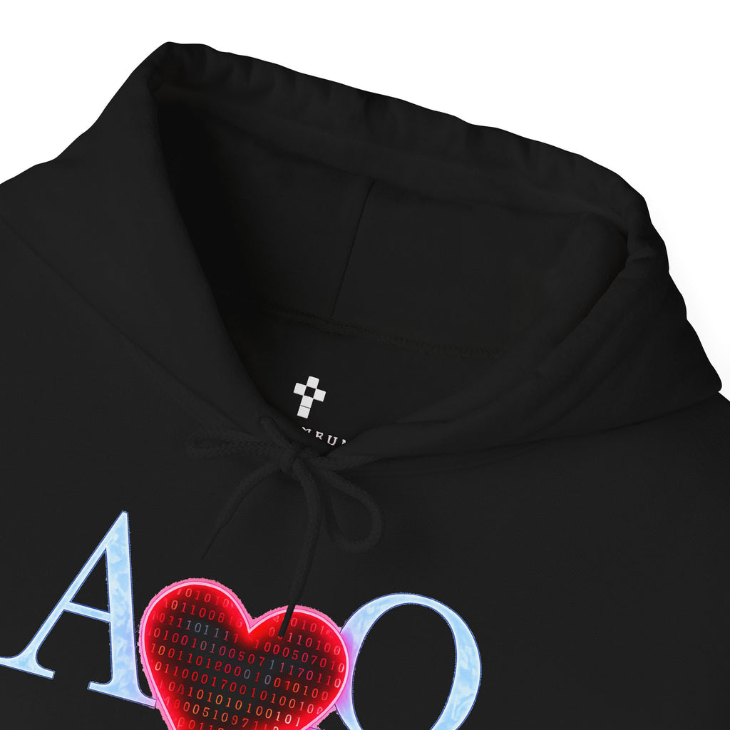 Romaneum Alpha Omega Heart Hoodie | God is Love 1 John 4:8 Christian Hoodie