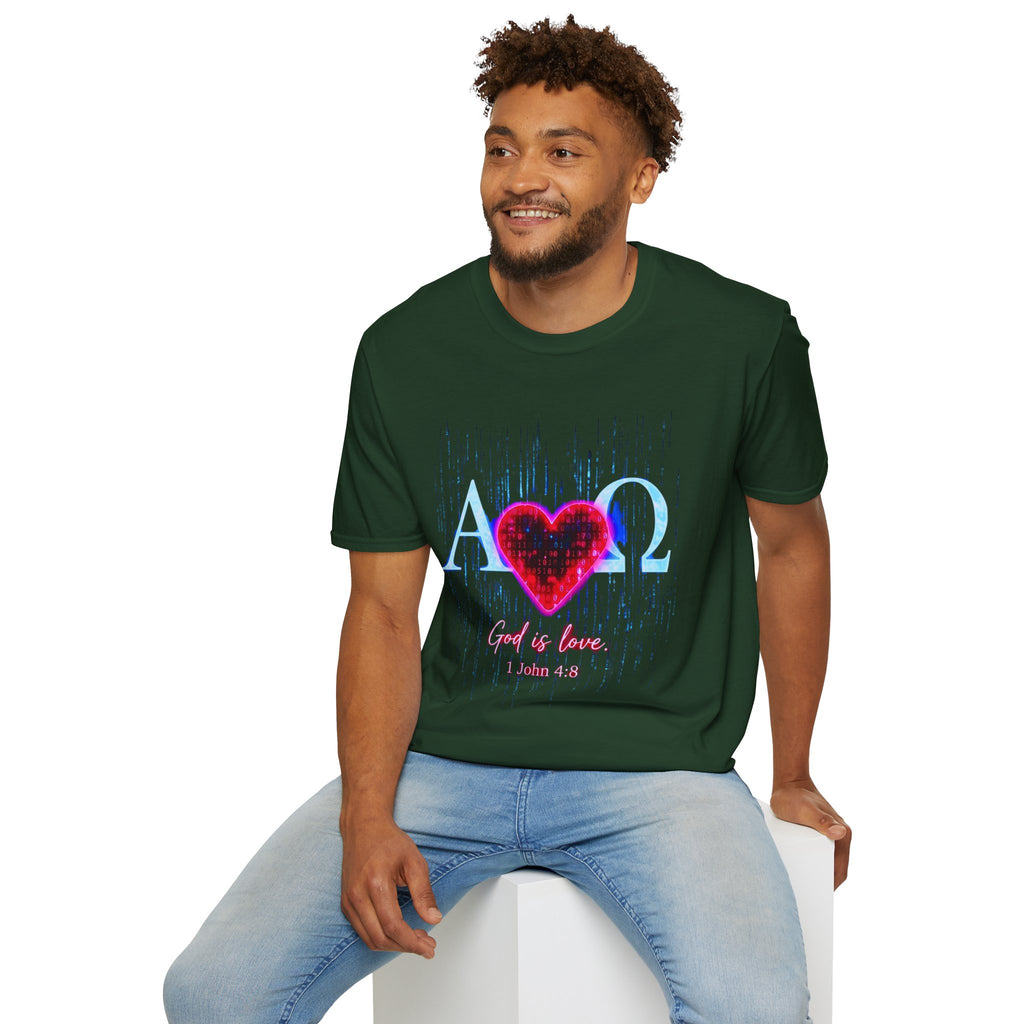 Alpha Omega Heart T-Shirt | Christian Scripture John 3:16 Design