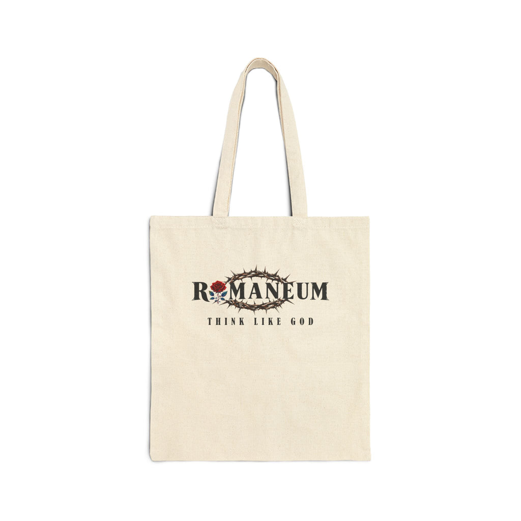 Religious Rose Canvas Tote — "Think Like God" Cotton Market Bag