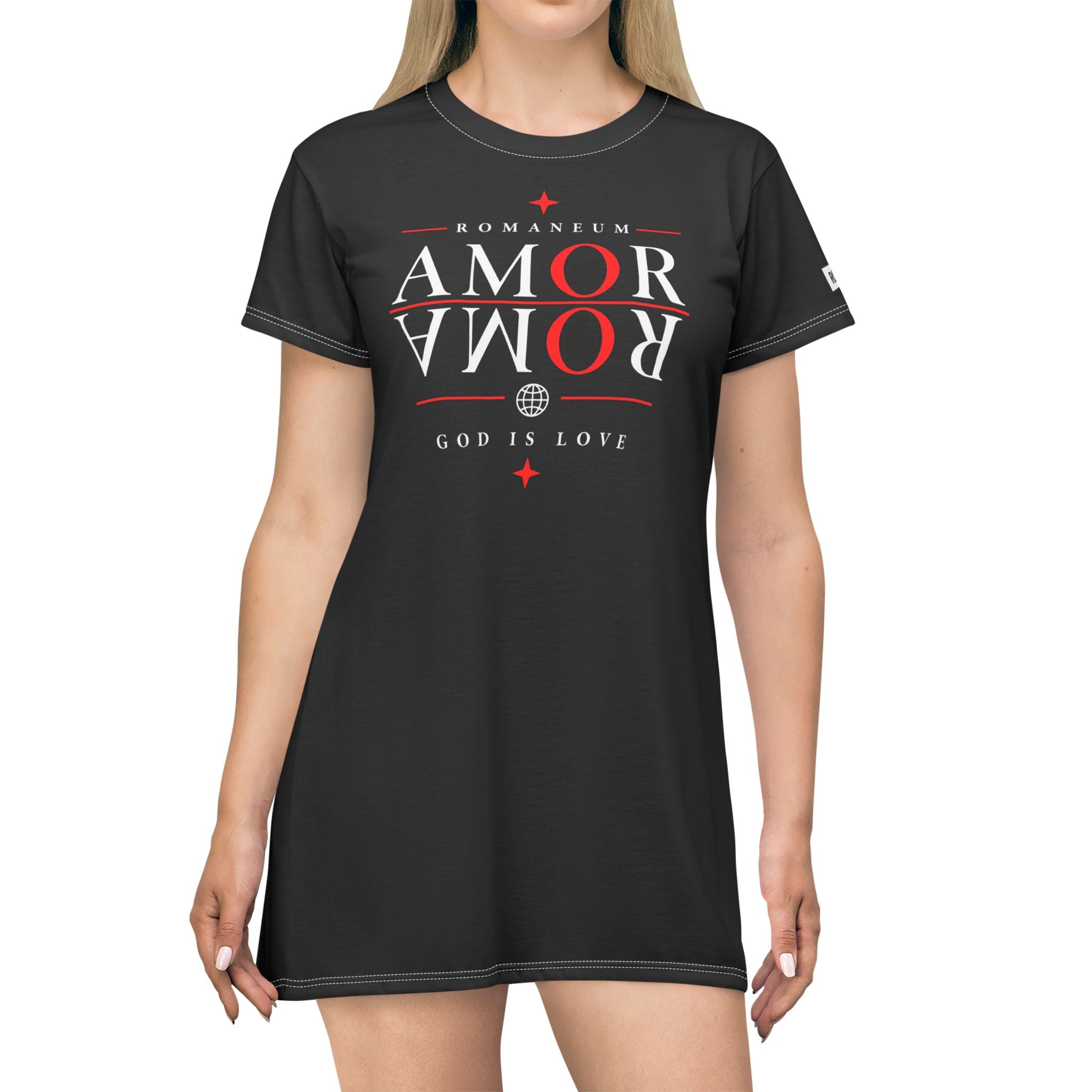 Romaneum 'Amor' Graphic T-Shirt Dress — God Is Love All-Over Print