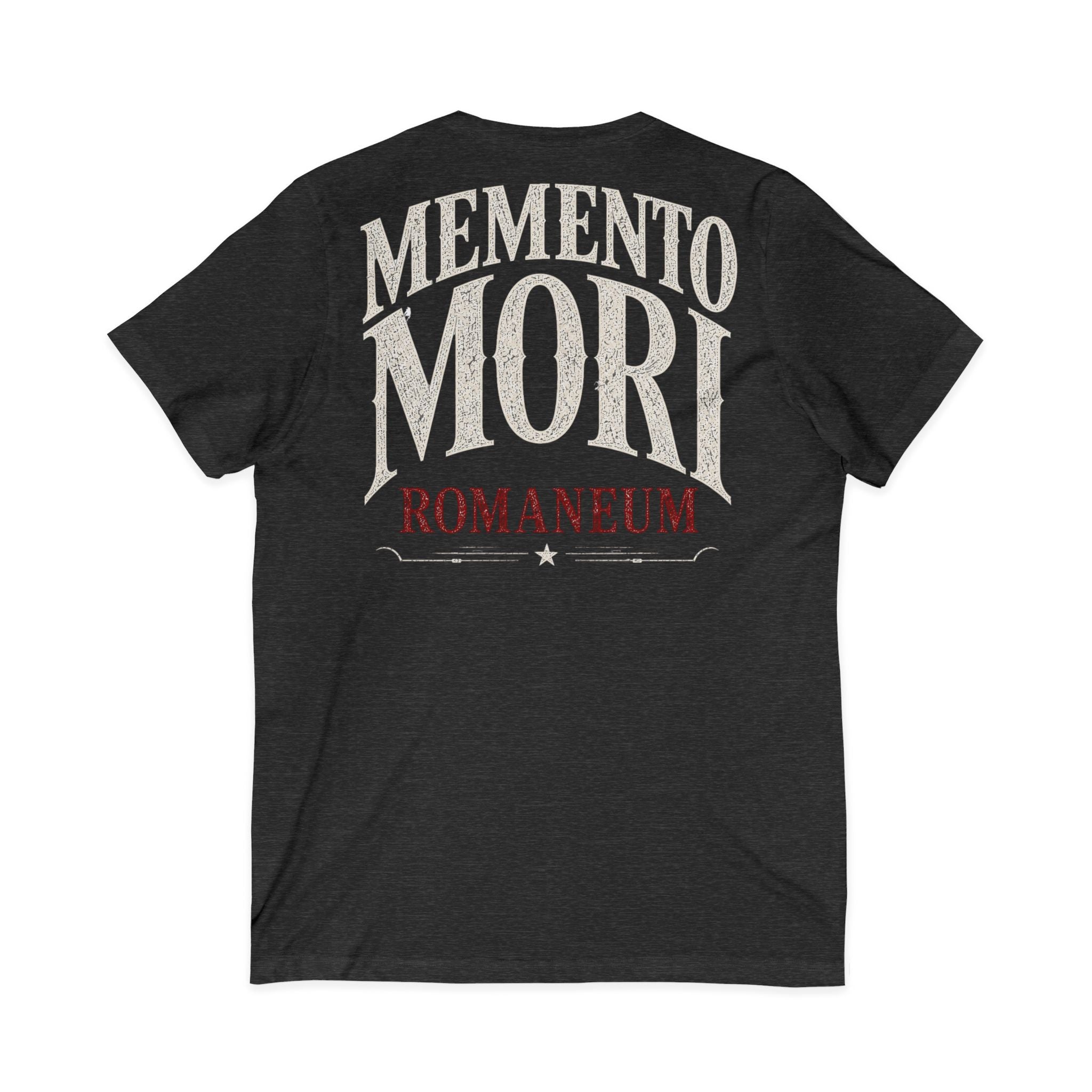 Memento Mori V-Neck Tee — Romaneum Skull Graphic Shirt