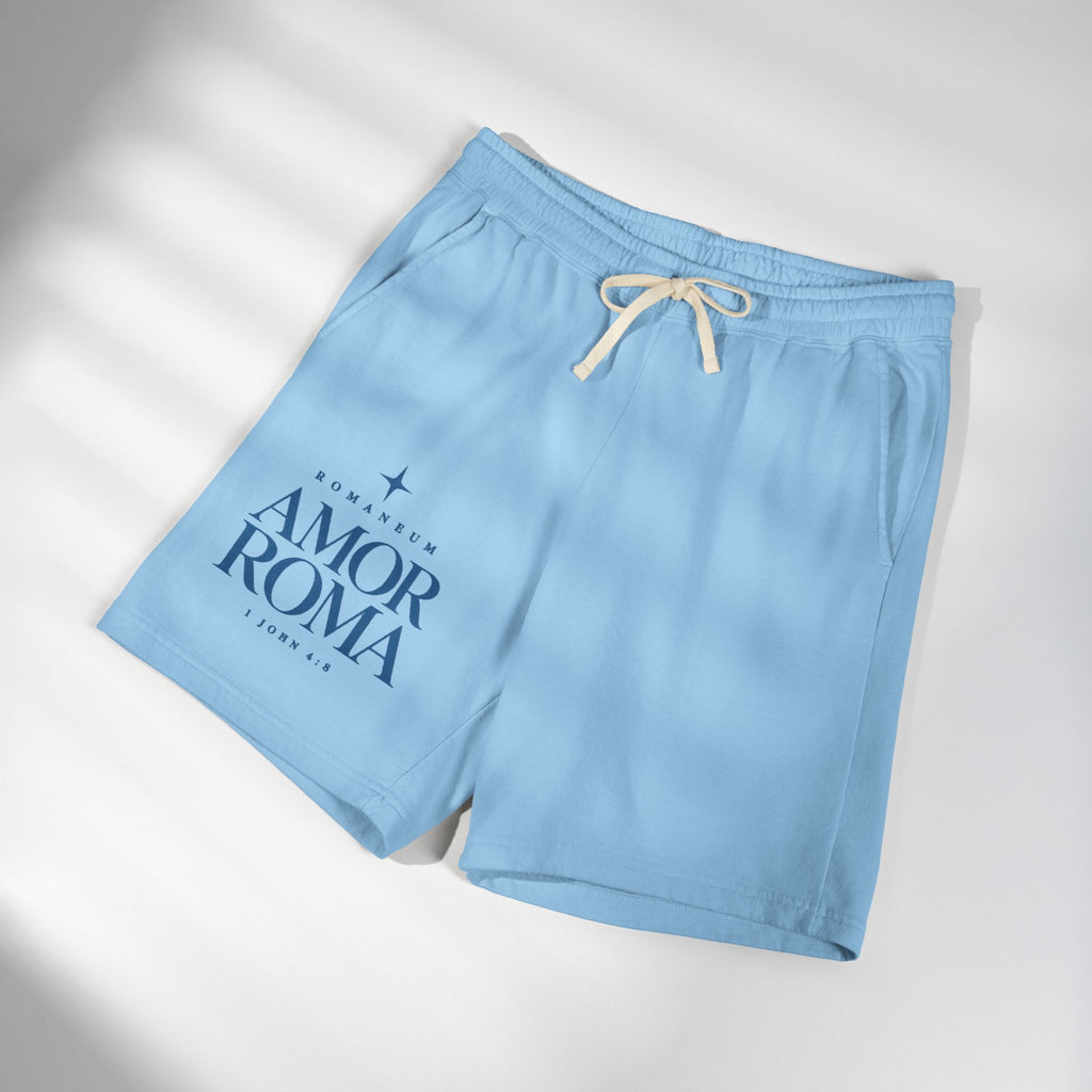Amor Roma Graphic Sweat Shorts — ‘From Above’ Stonewashed Fleece