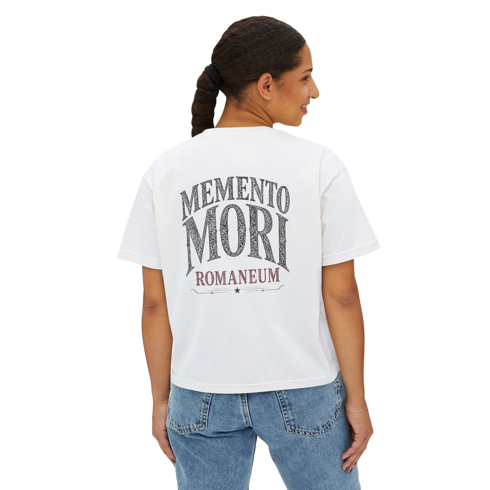Memento Mori Boxy Tee — Vintage Skull Romaneum Graphic Shirt