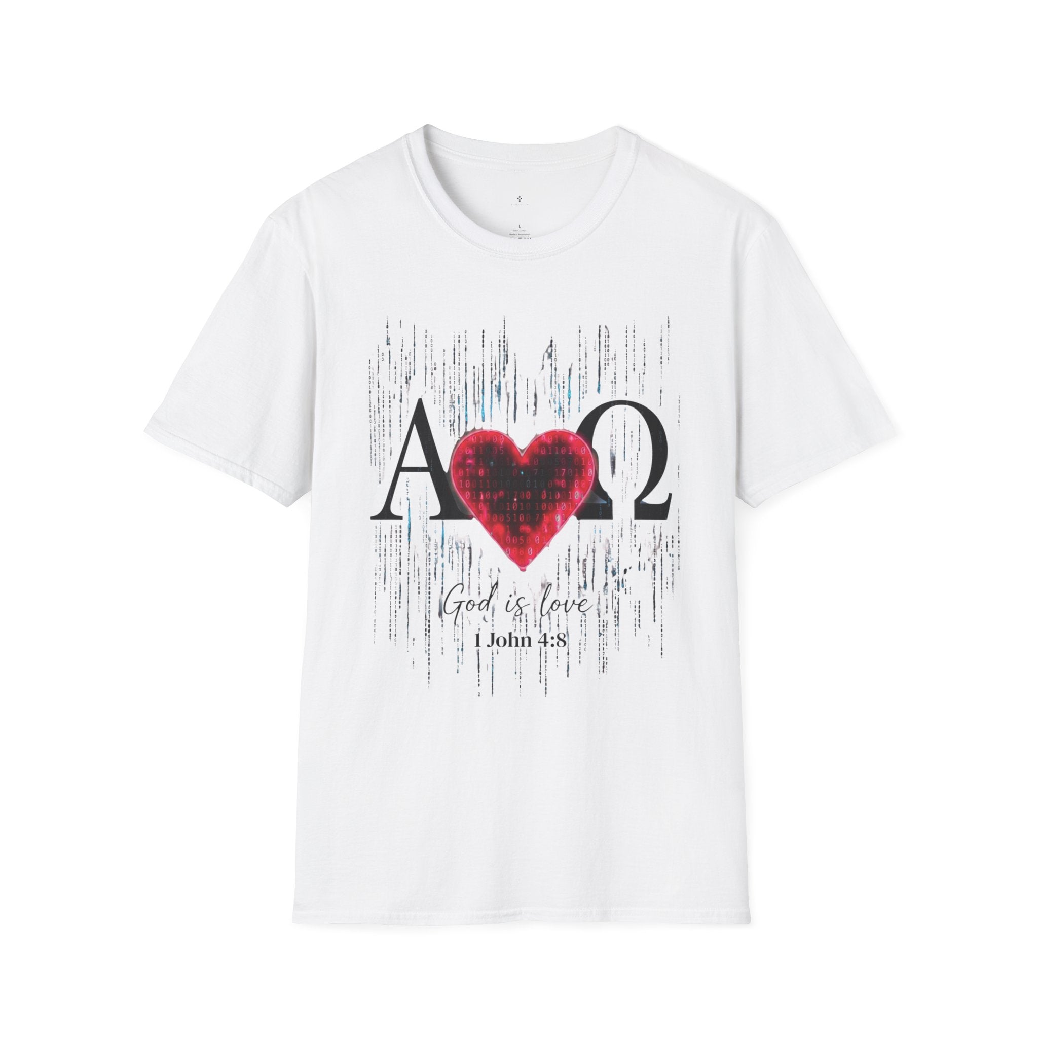 Alpha Omega Heart T-Shirt | Christian Scripture John 3:16 Design