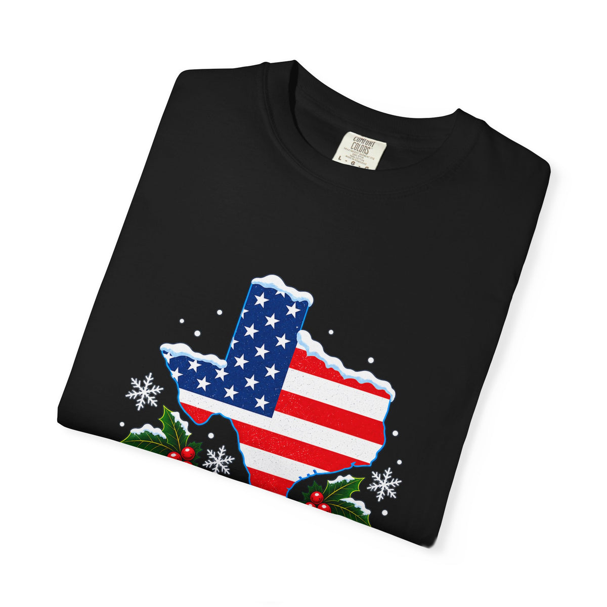 God Bless America Christmas Texas Flag T-Shirt