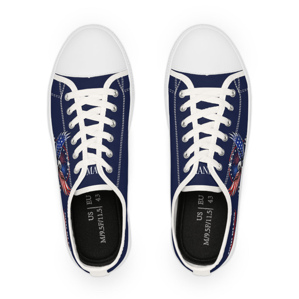Patriotic Eagle Low Top Sneakers – God Bless America Men’s Canvas Shoes