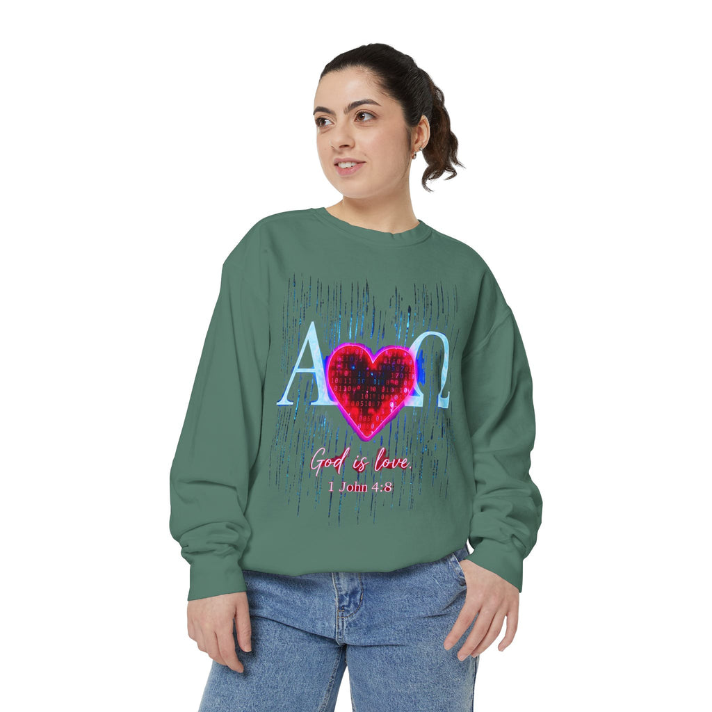 Alpha Omega Heart design sweatshirt | God is Love 1 John 4:8 RomanEum