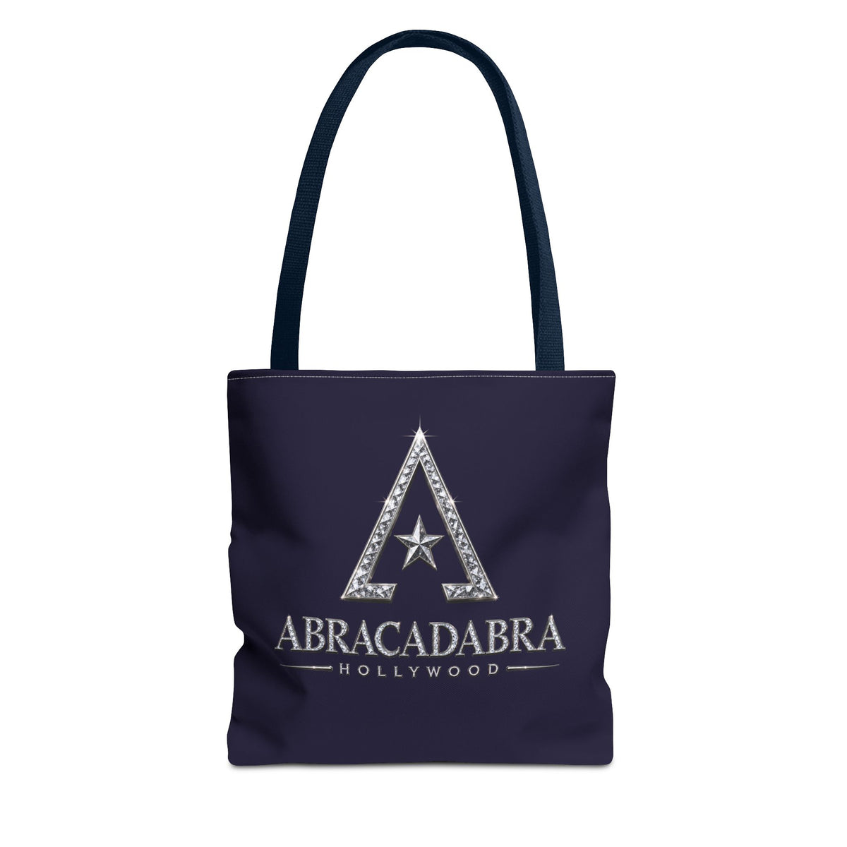 Abracadabra Hollywood Logo Tote Bag — Magic-Themed Navy AOP Tote