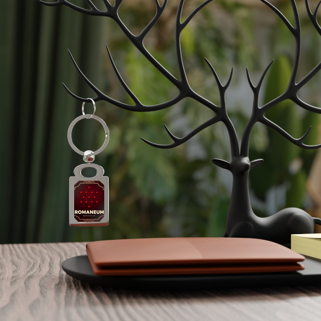Romaneum Red Art Deco Rectangle Keyring