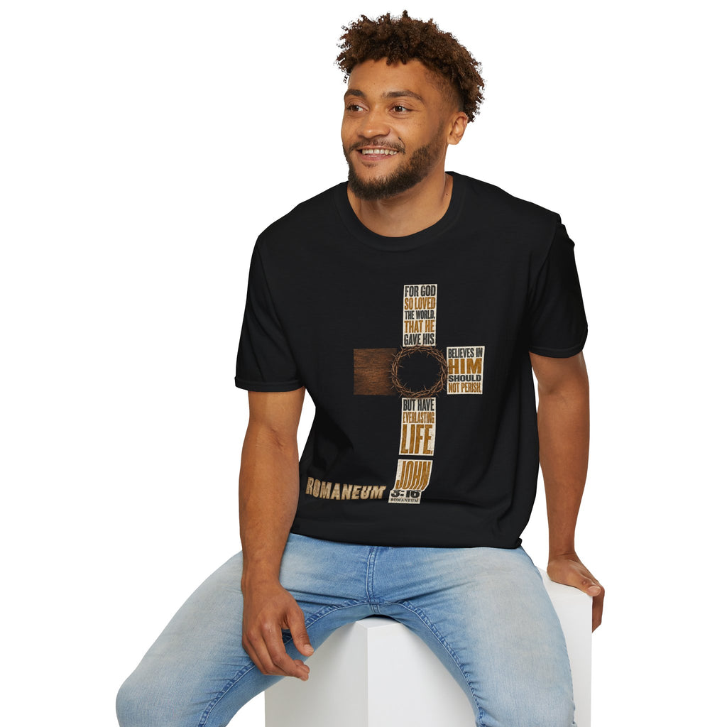 John 3:16 Cross T-Shirt — Faith Tee (For God So Loved)