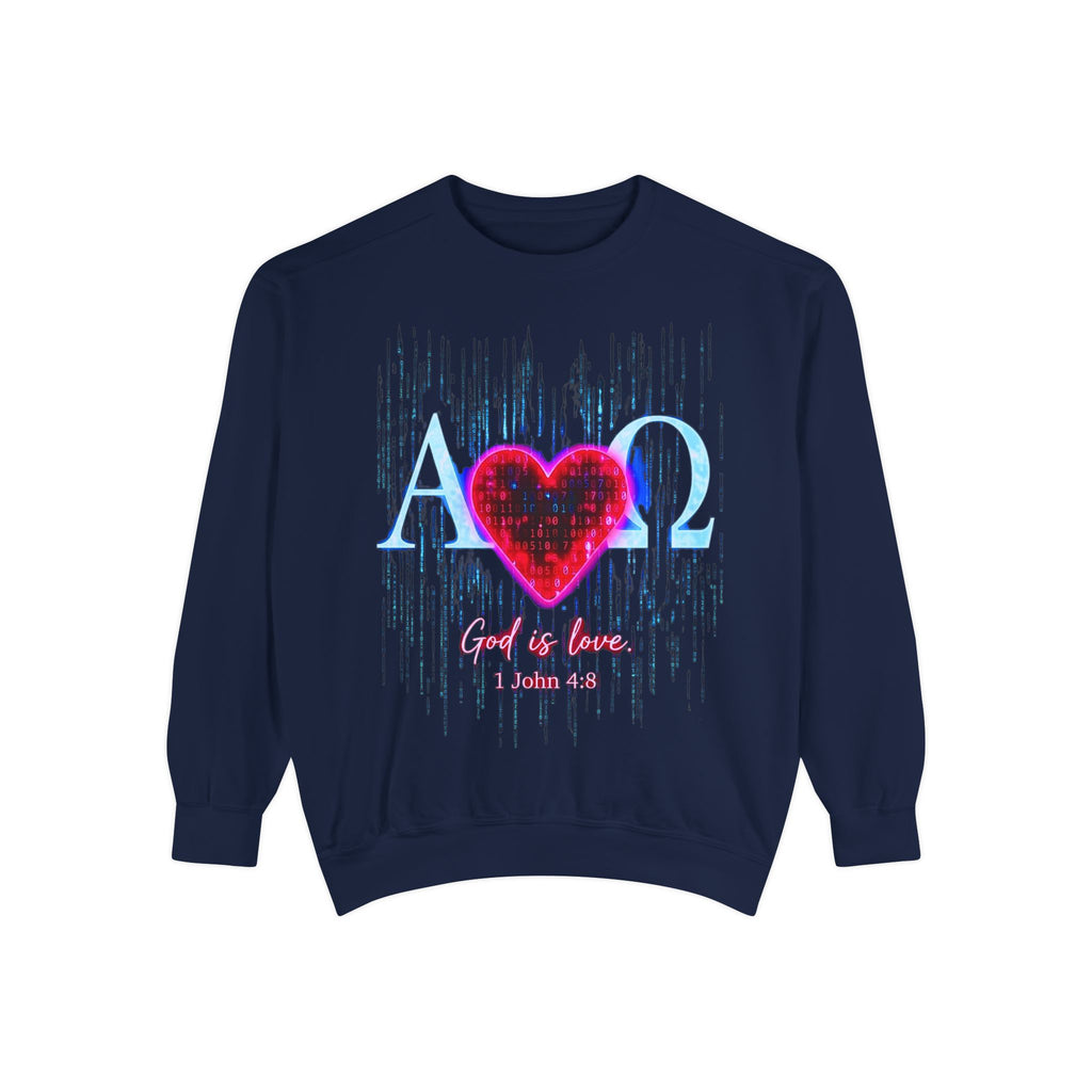 Alpha Omega Heart design sweatshirt | God is Love 1 John 4:8 RomanEum