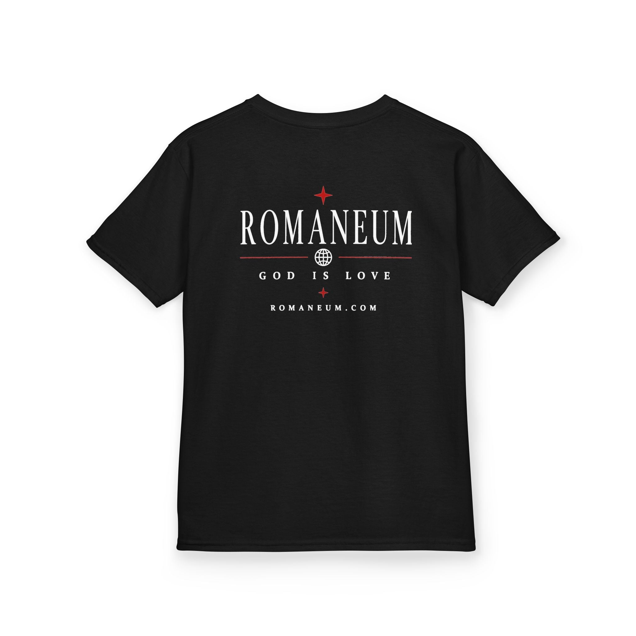 Kids Tee — "Amor Roma / God is Love" Religious Graphic Shirt
