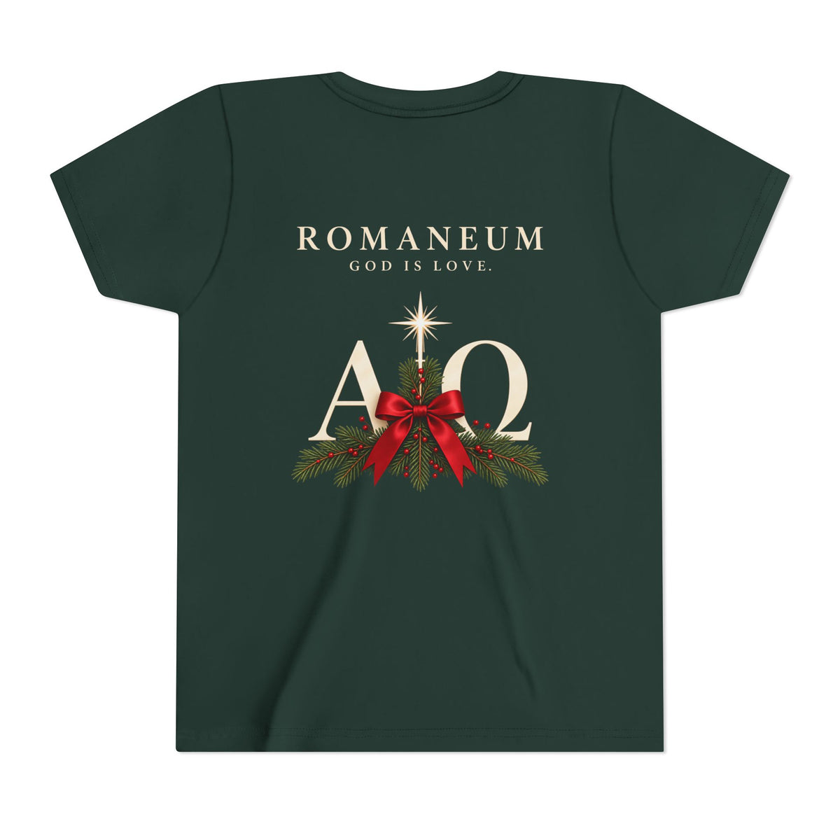 Youth Tee — Romaneum Alpha Omega Christmas Design
