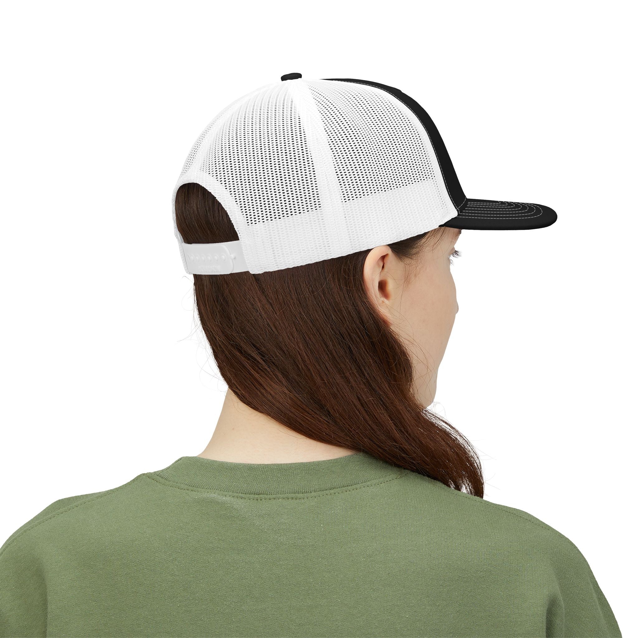 Eagle Head Romanem Trucker Cap | Embroidered Black White Mesh