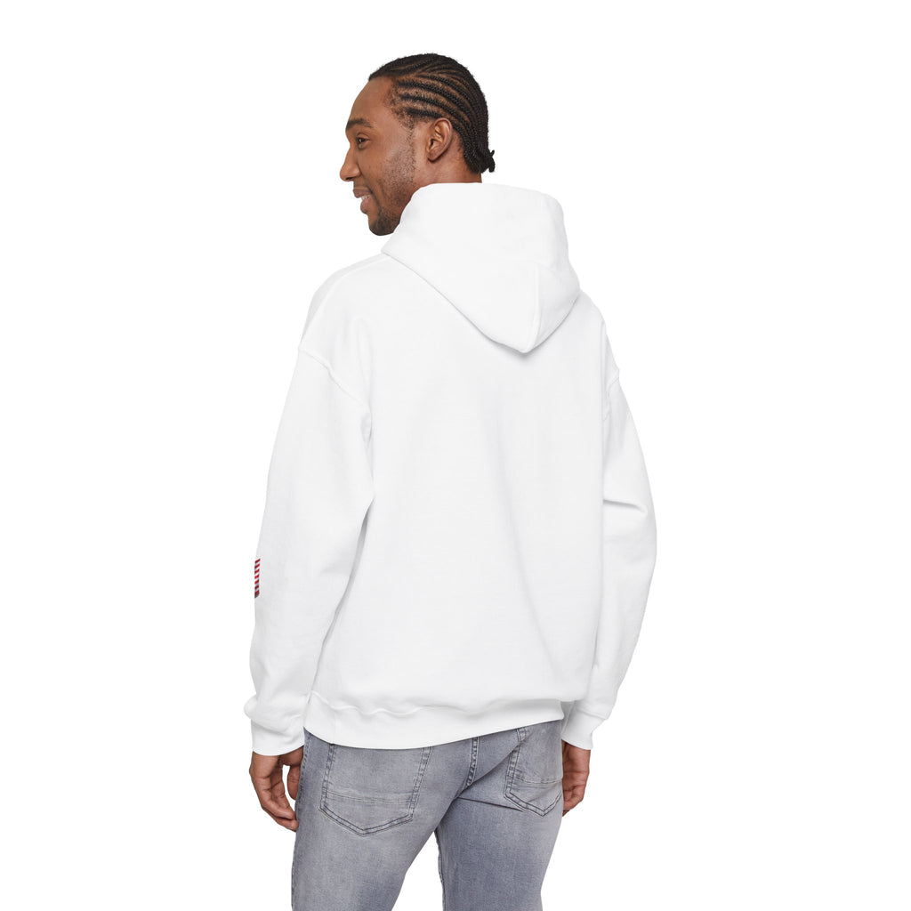 Romaneum God Bless America flag map Hoodie | American flag fireworks sleeve