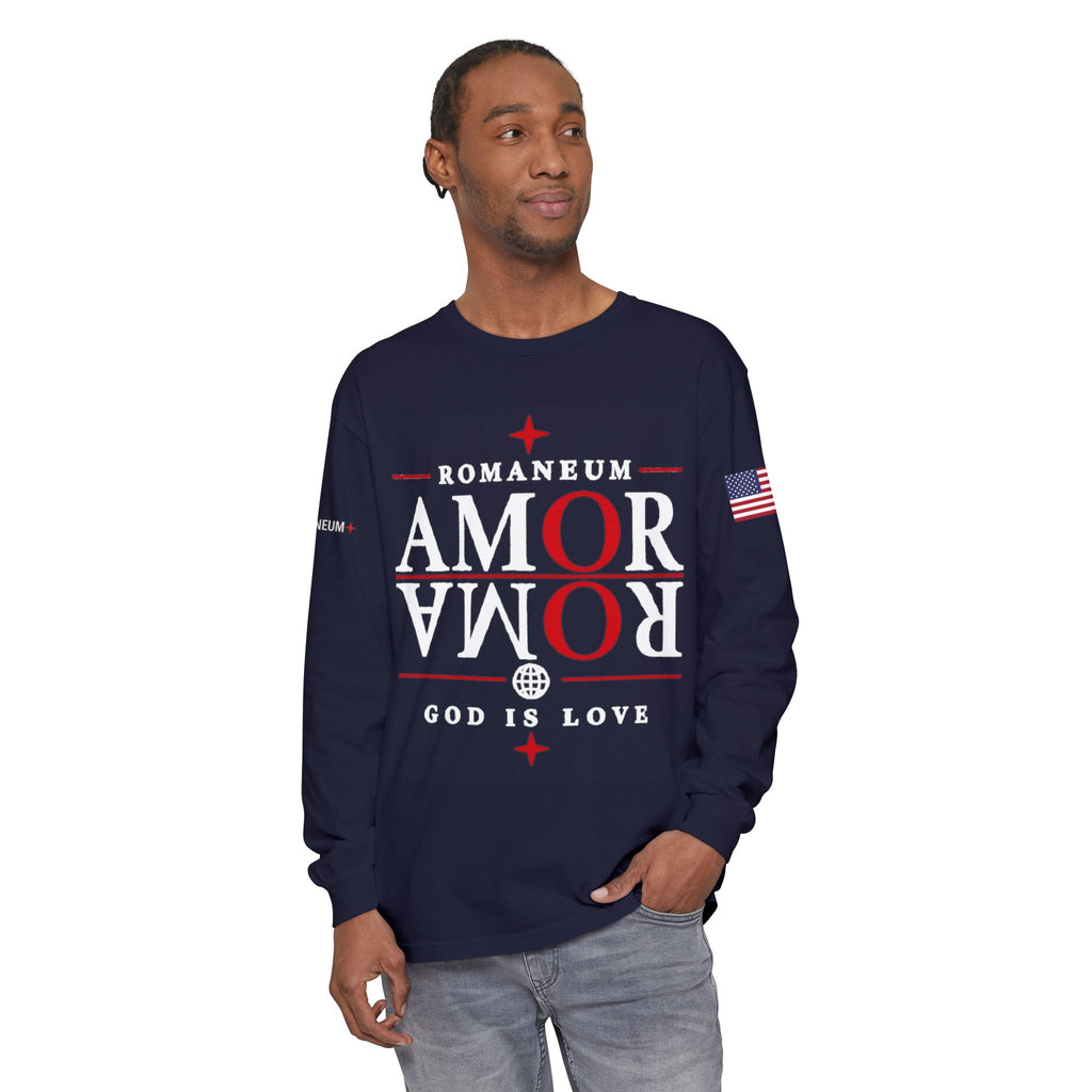 Romaneum "AMOR/ROMA" Long Sleeve Tee — God Is Love Graphic Shirt