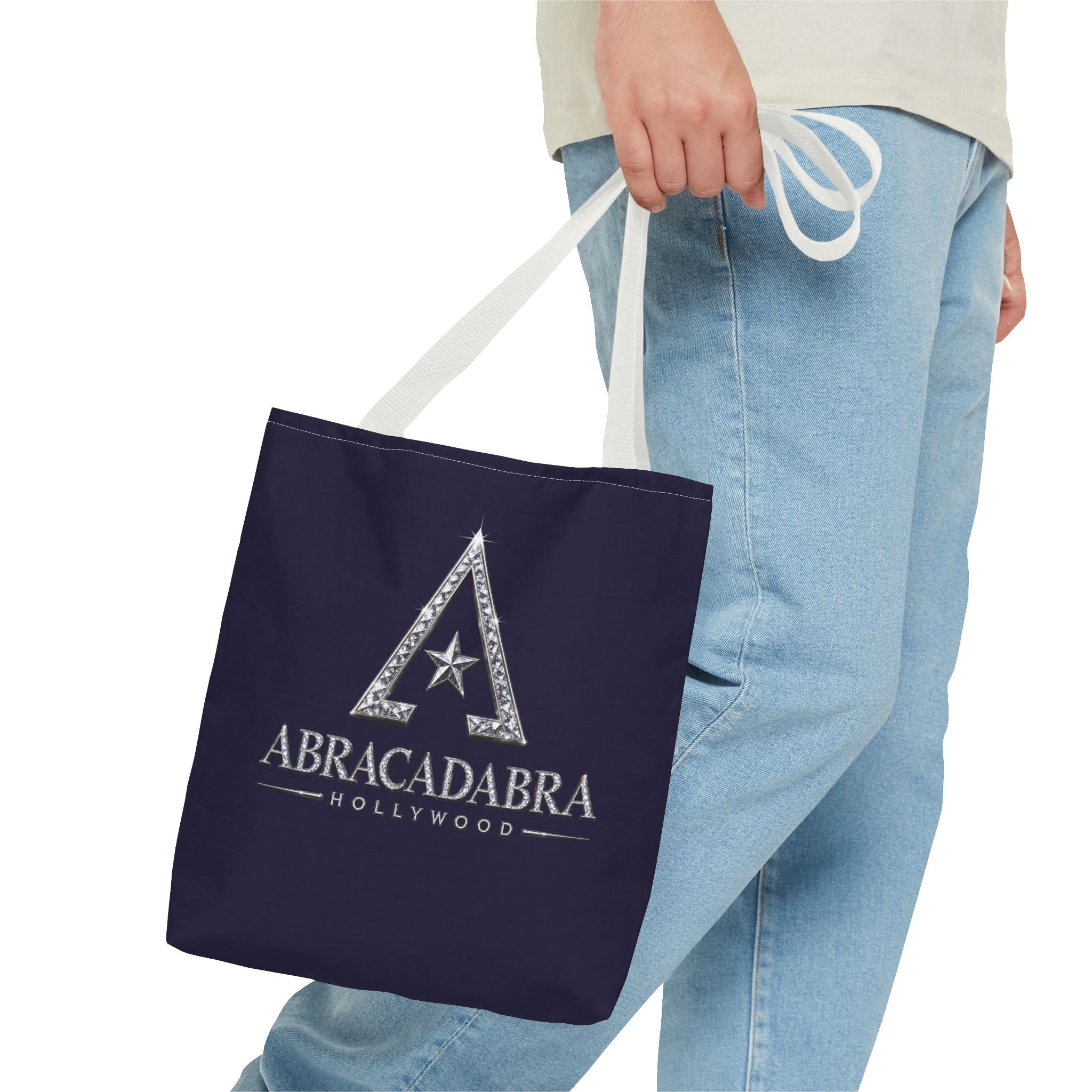 Abracadabra Hollywood Logo Tote Bag — Magic-Themed Navy AOP Tote