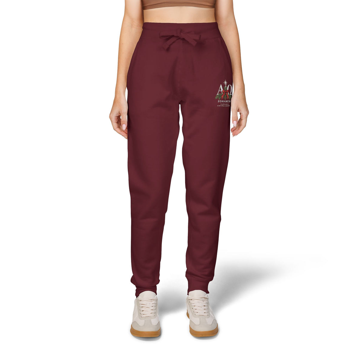 Embroidered Holiday Gnomes Fleece Sweatpants — Cozy Christmas Lounge Pants