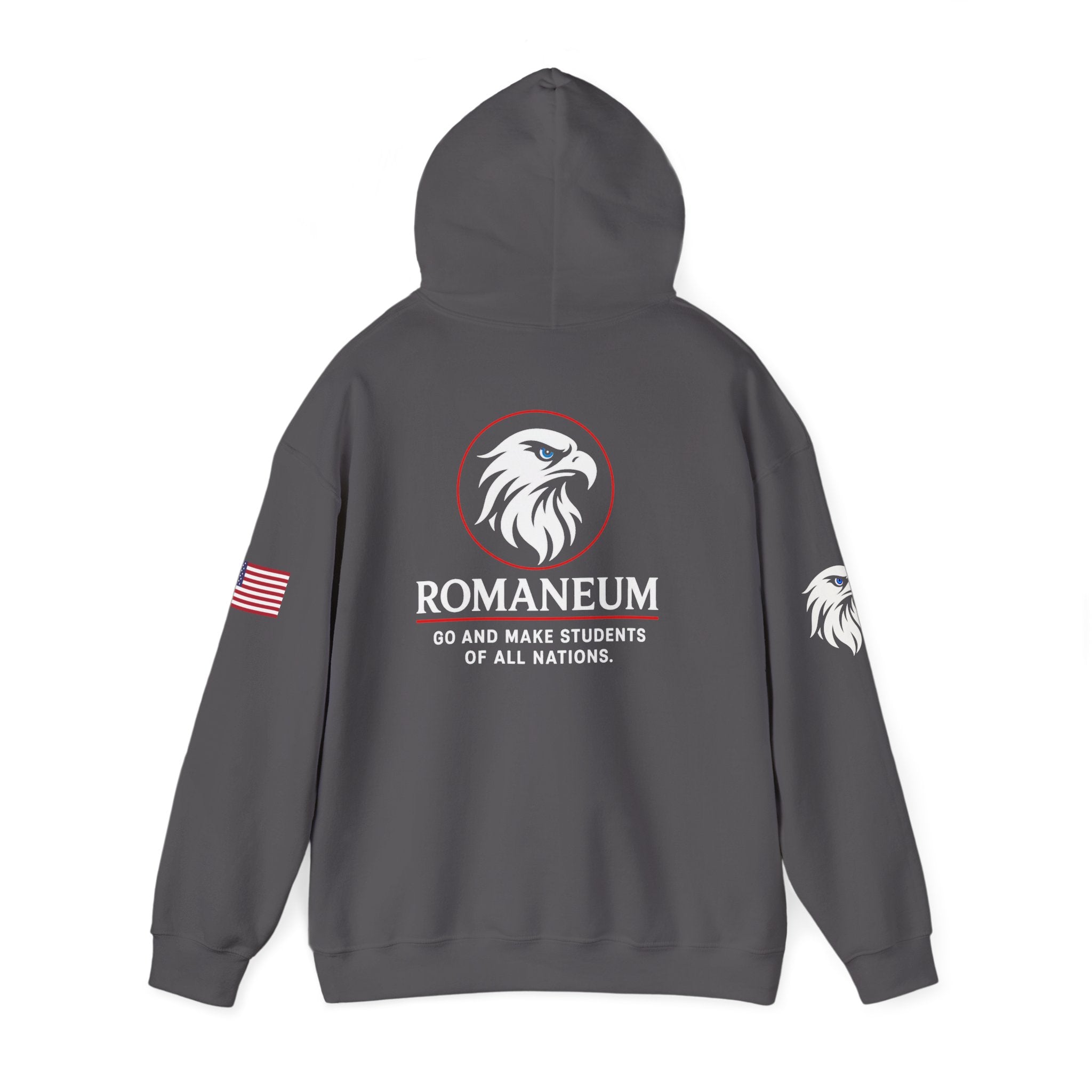 Romaneum Eagle Logo Hoodie | Romaneum School Crest, Patriotic Sleeve Design