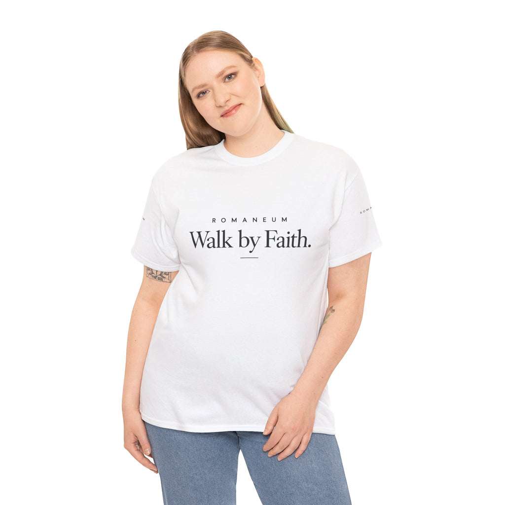 Walk by Faith Tee — Christian Scripture Shirt (Romans/1 Corinthians)