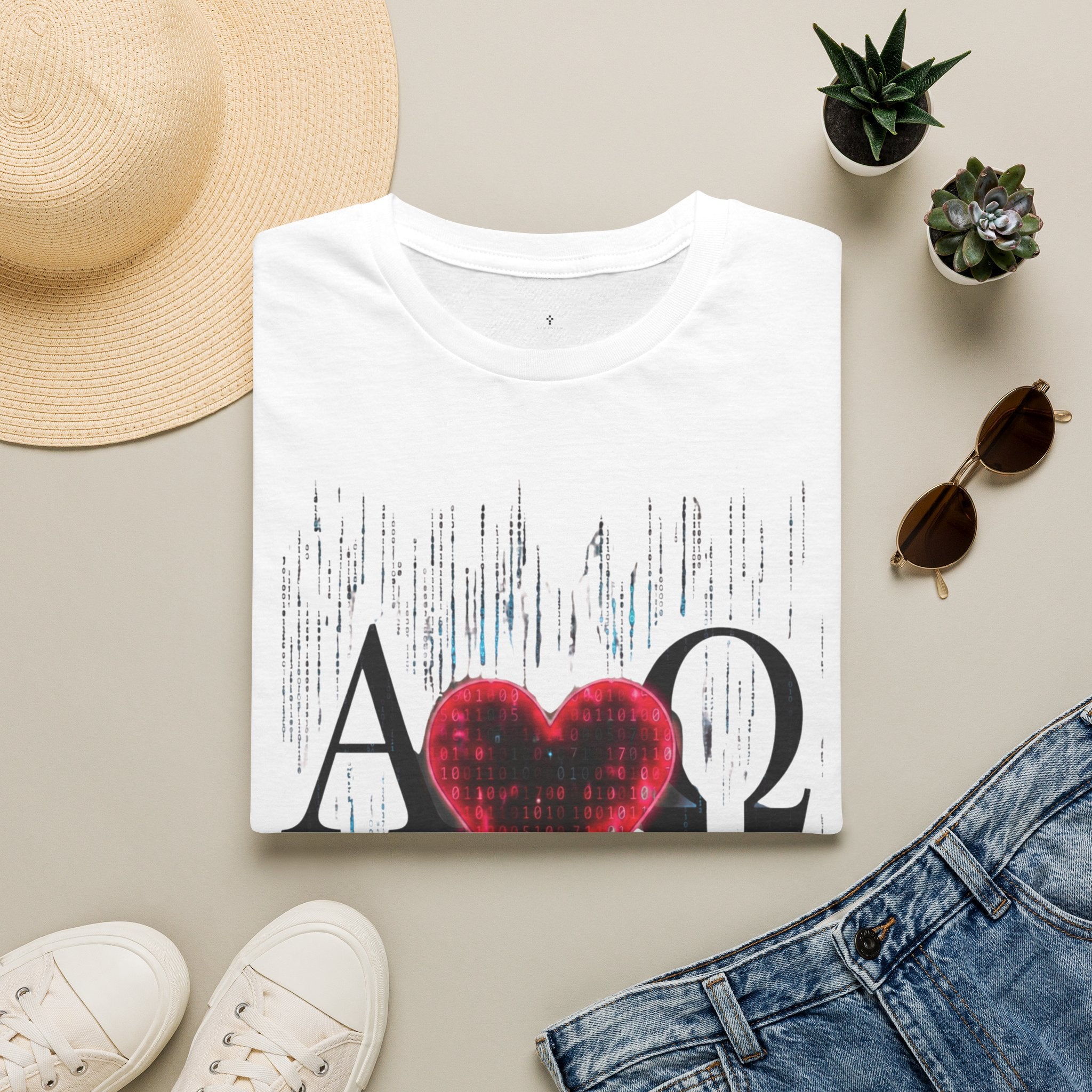 Alpha Omega Heart T-Shirt | Christian Scripture John 3:16 Design