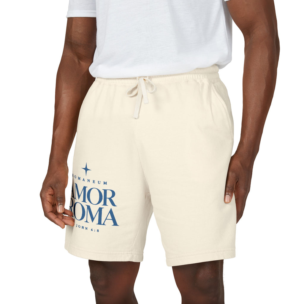 Amor Roma Graphic Sweat Shorts — ‘From Above’ Stonewashed Fleece