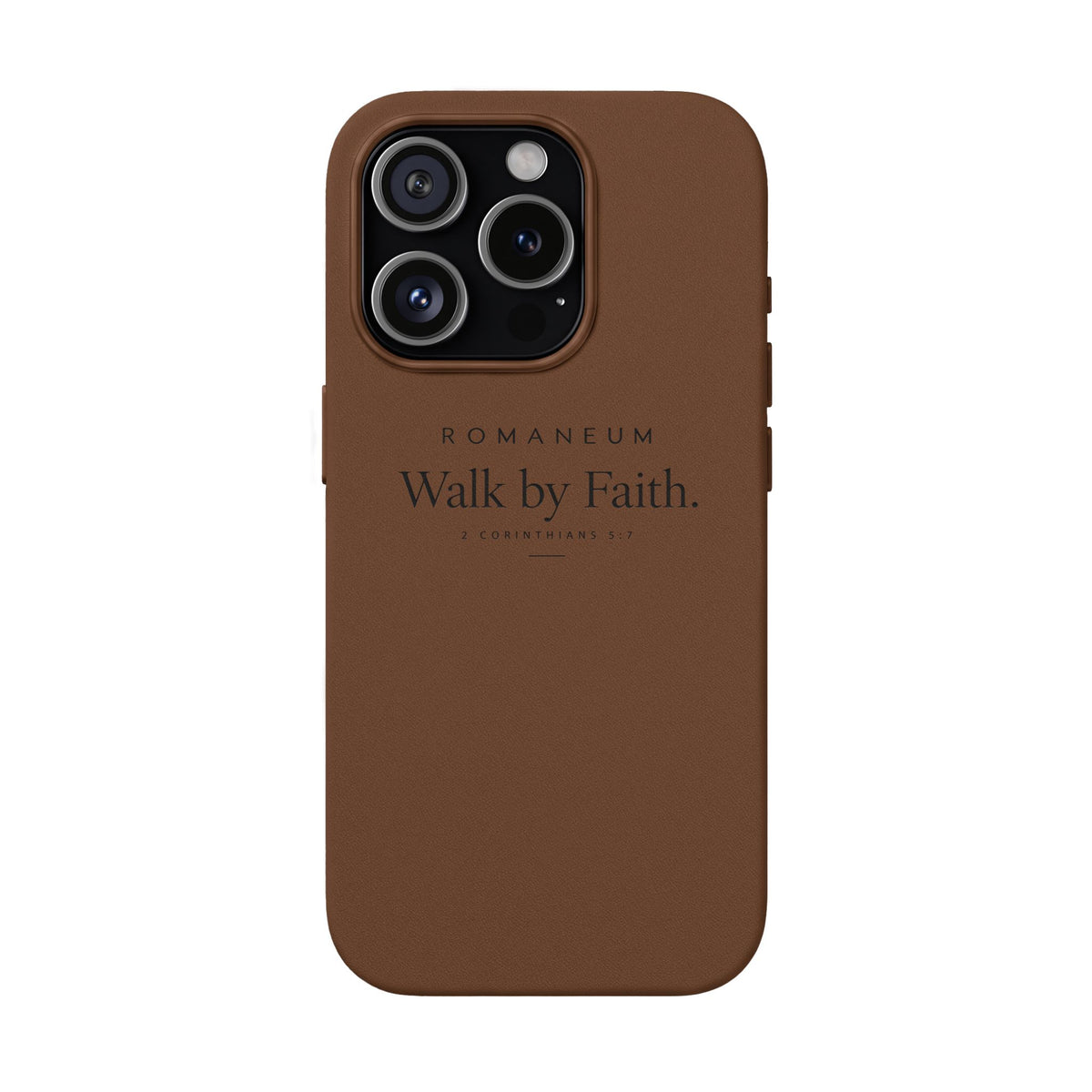 Engraved PU Leather Phone Case — ‘Walk by Faith’