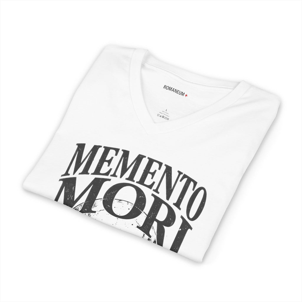 Memento Mori V-Neck Tee — Romaneum Skull Graphic Shirt