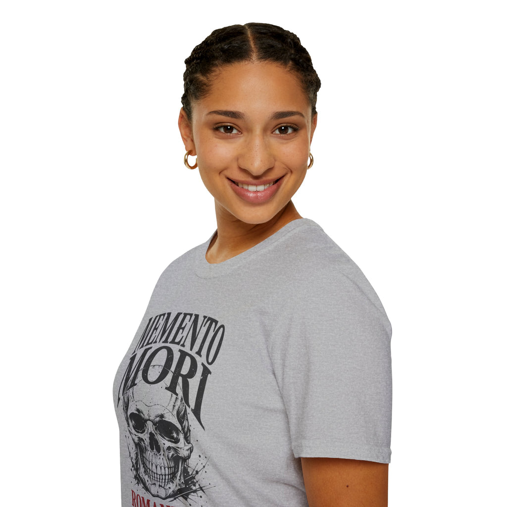 Memento Mori Skull T-Shirt — Gothic Reminder Tee with Romaneum Skull Design