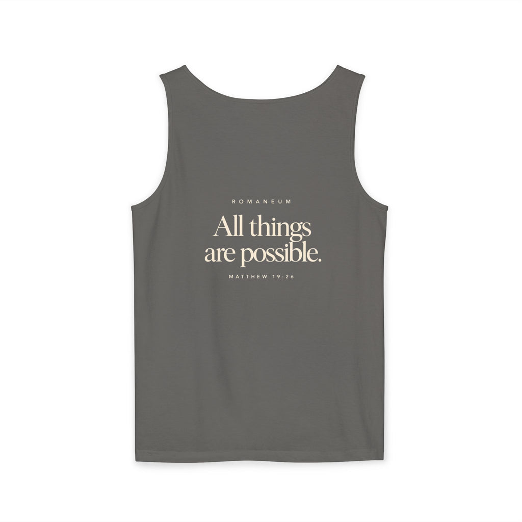 RomaneumTank Top — "With God all things are possible" (Matthew 19:26)