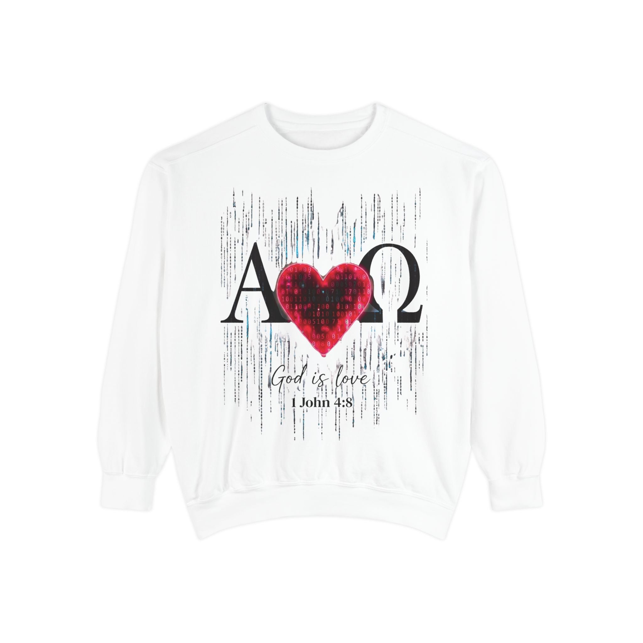 Alpha Omega Heart design sweatshirt | God is Love 1 John 4:8 RomanEum
