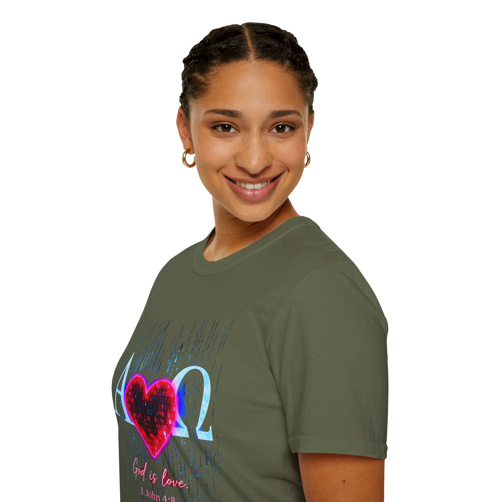 Alpha Omega Heart T-Shirt | Christian Scripture John 3:16 Design