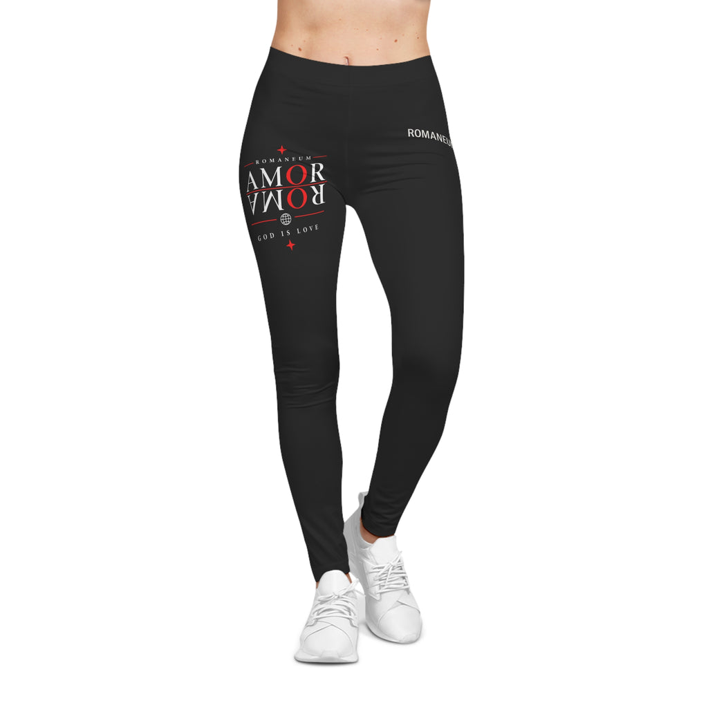Leggings — 'Amor Romanum' Minimal Black Graphic Leggings