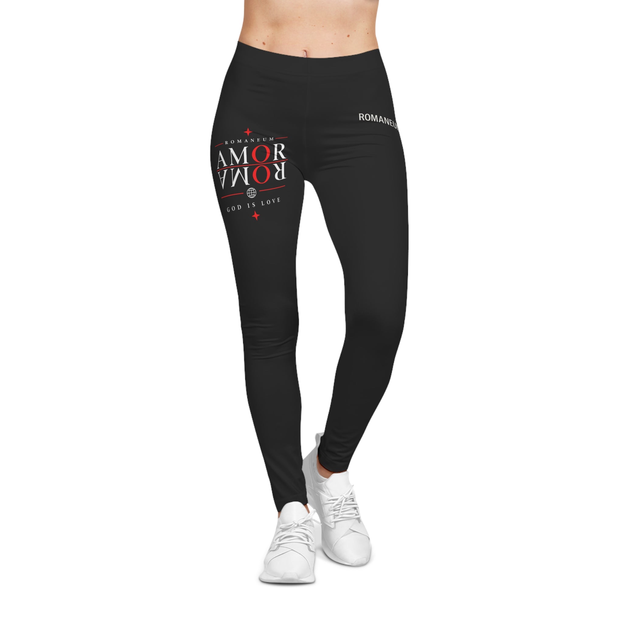 Leggings — 'Amor Romanum' Minimal Black Graphic Leggings