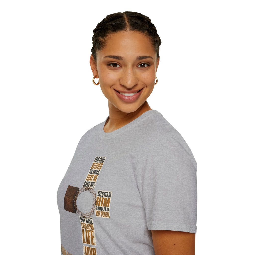 John 3:16 Cross T-Shirt — Faith Tee (For God So Loved)