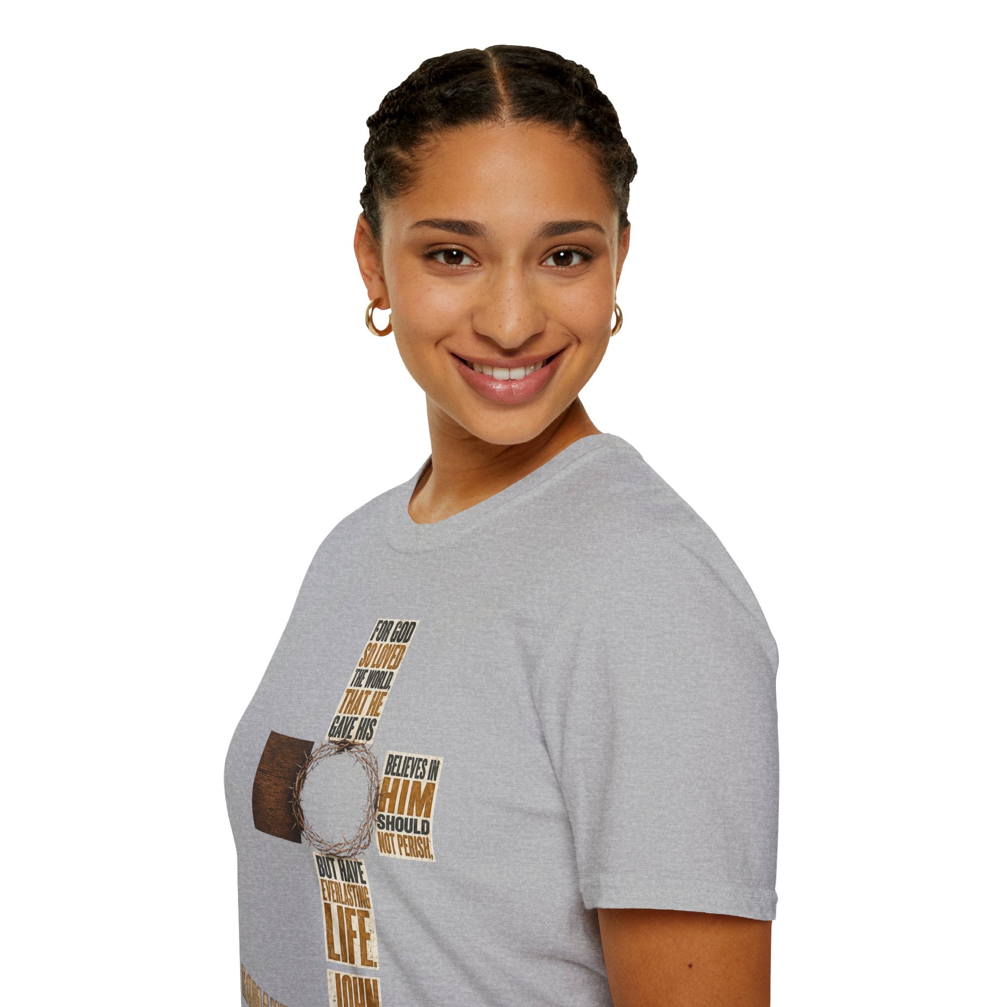 John 3:16 Cross T-Shirt — Faith Tee (For God So Loved)