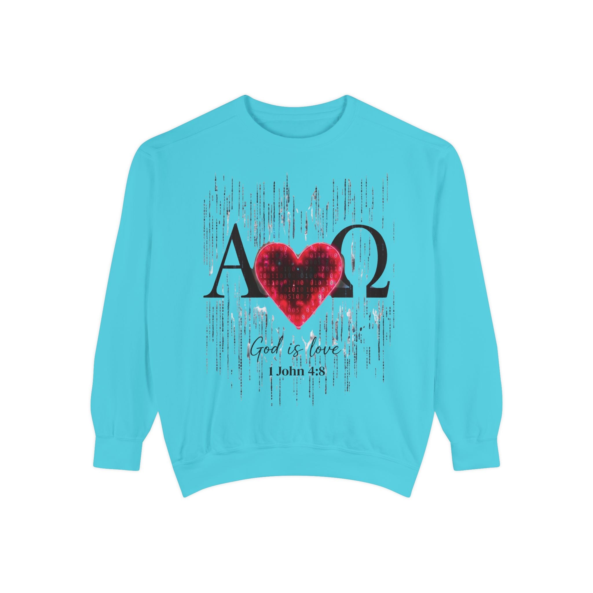 Alpha Omega Heart design sweatshirt | God is Love 1 John 4:8 RomanEum