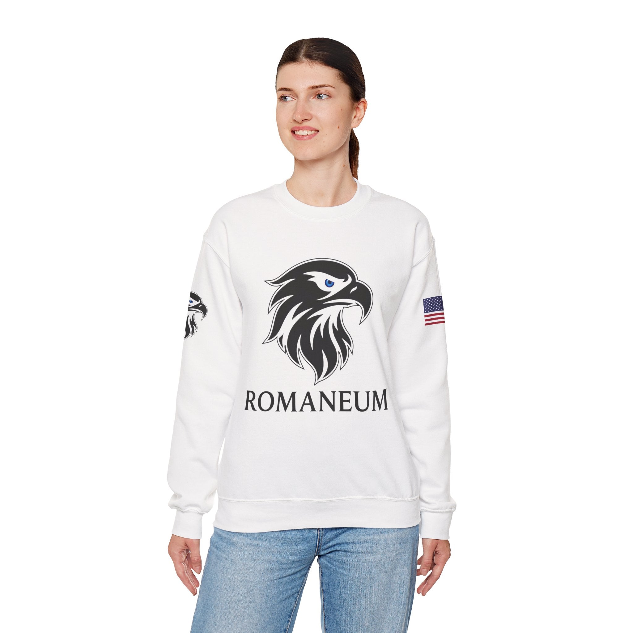 Romaneum eagle crest Crewneck sweatshirt | Romaneum logo, American flag sleeve