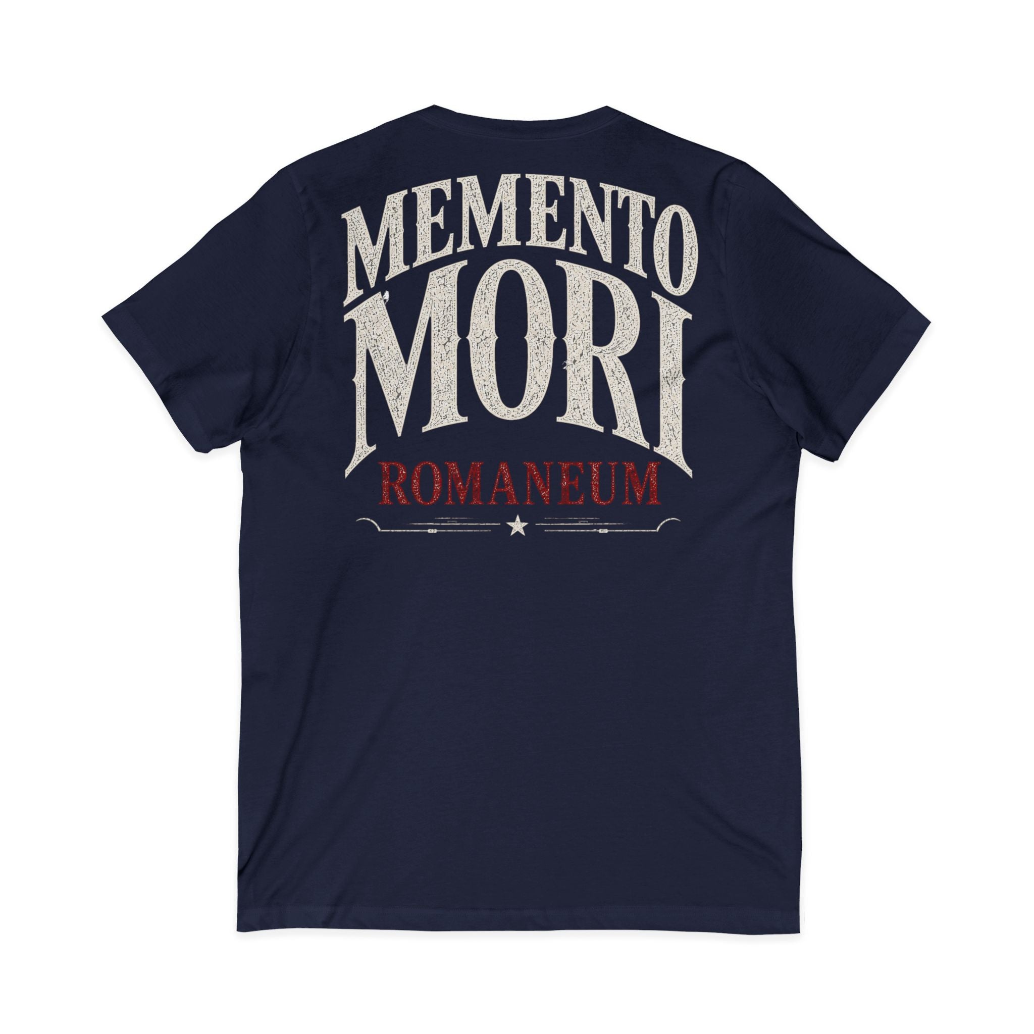Memento Mori V-Neck Tee — Romaneum Skull Graphic Shirt