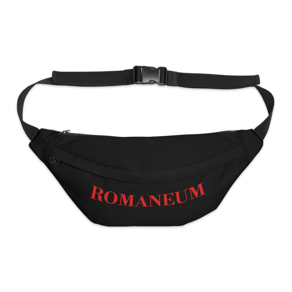 Romaneum Text Fanny Pack — Large Black Waist Bag