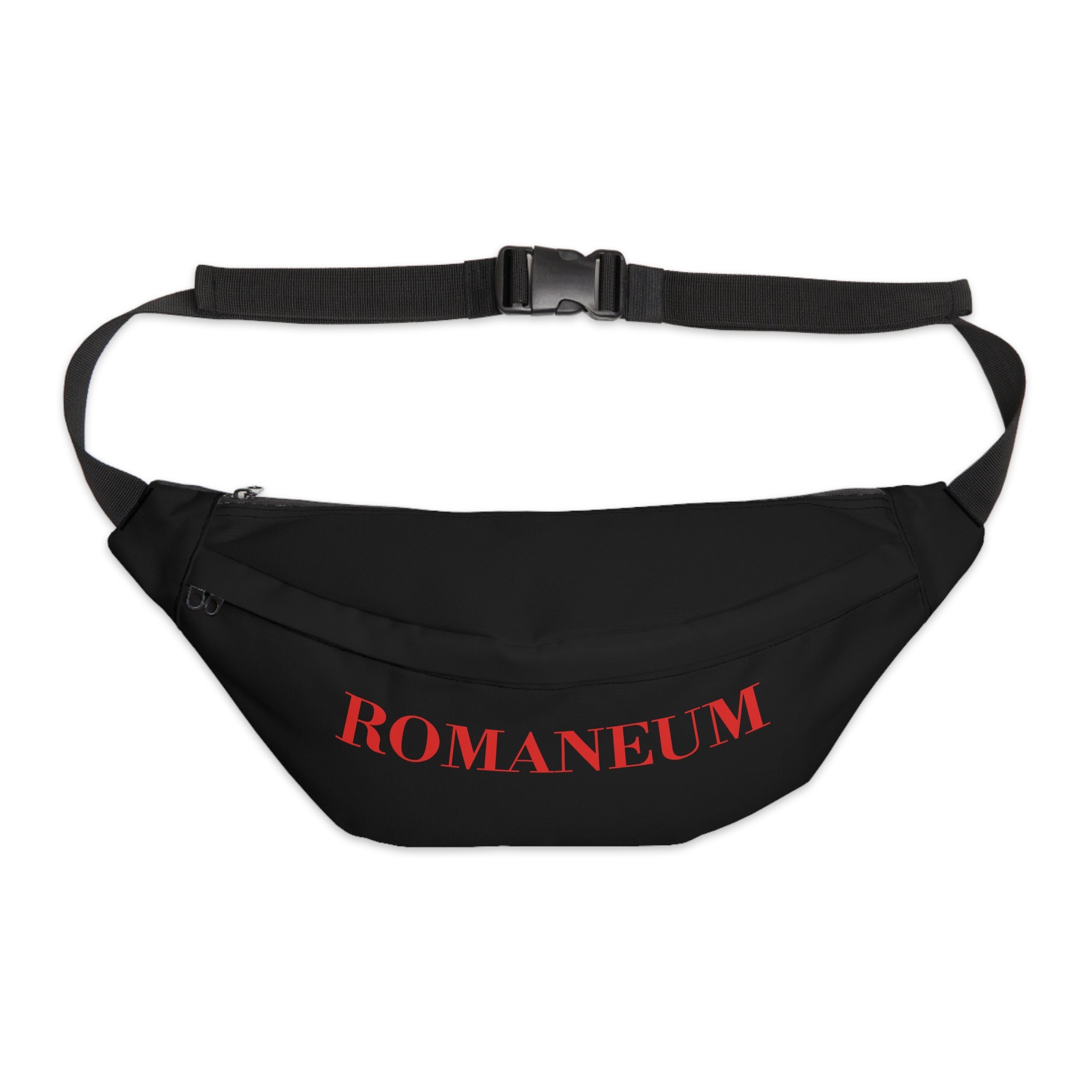 Romaneum Text Fanny Pack — Large Black Waist Bag