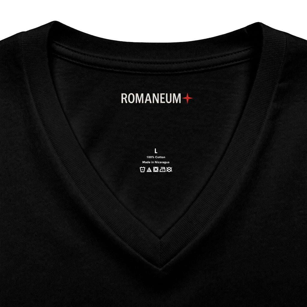 Memento Mori V-Neck Tee — Romaneum Skull Graphic Shirt