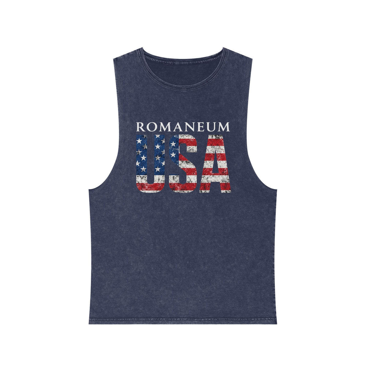 Romanеum USA Stonewash Tank — Vintage American Flag Muscle Tee