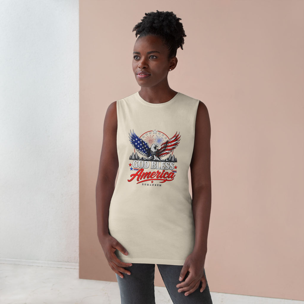 God Bless America Eagle Tank Top — Patriotic Romaneum USA Flag Muscle Tee